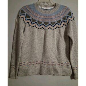 Kari Traa Sundve Gray Fair Isle Nordic Ski Preppy Sweater Size Med Wool Blend